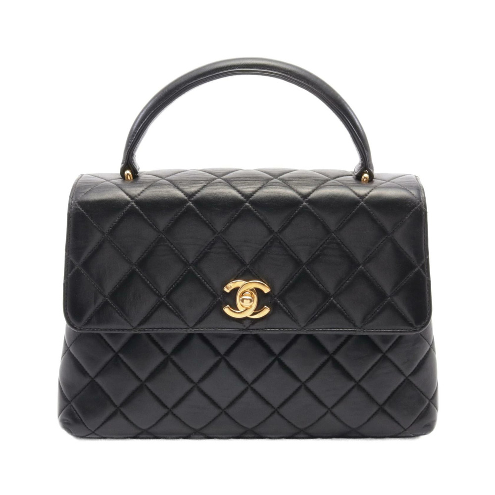 Chanel Matelasse Handbag Lambskin Sheepskin Black